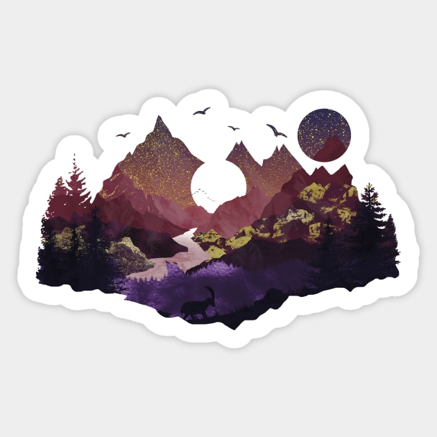 The Magic Moonlight Nightscape Sticker by cesartorresart